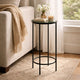 Hex Accent Table | 12" Round Recycled Glass Top | Black Iron Frame