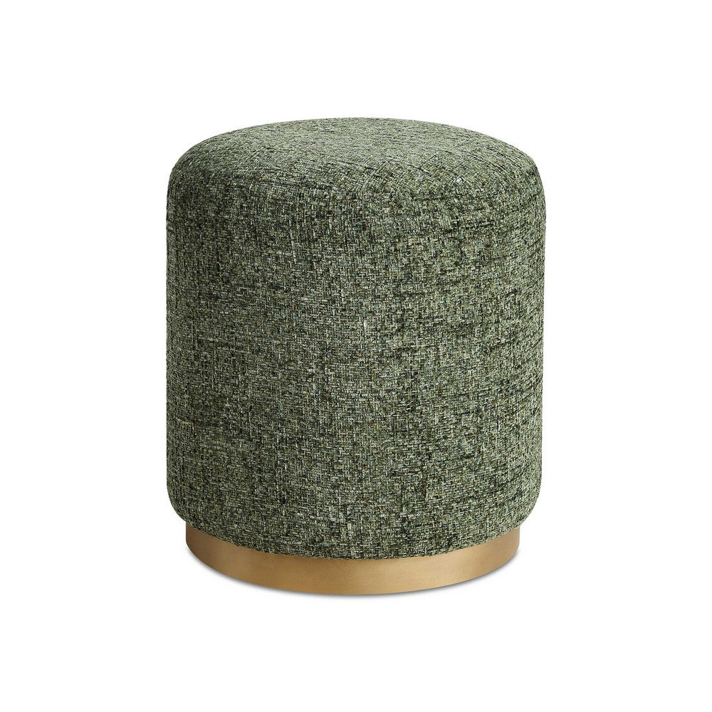 Jety Accent Ottoman | 17" Forest Green Chenille | Brass Iron Base