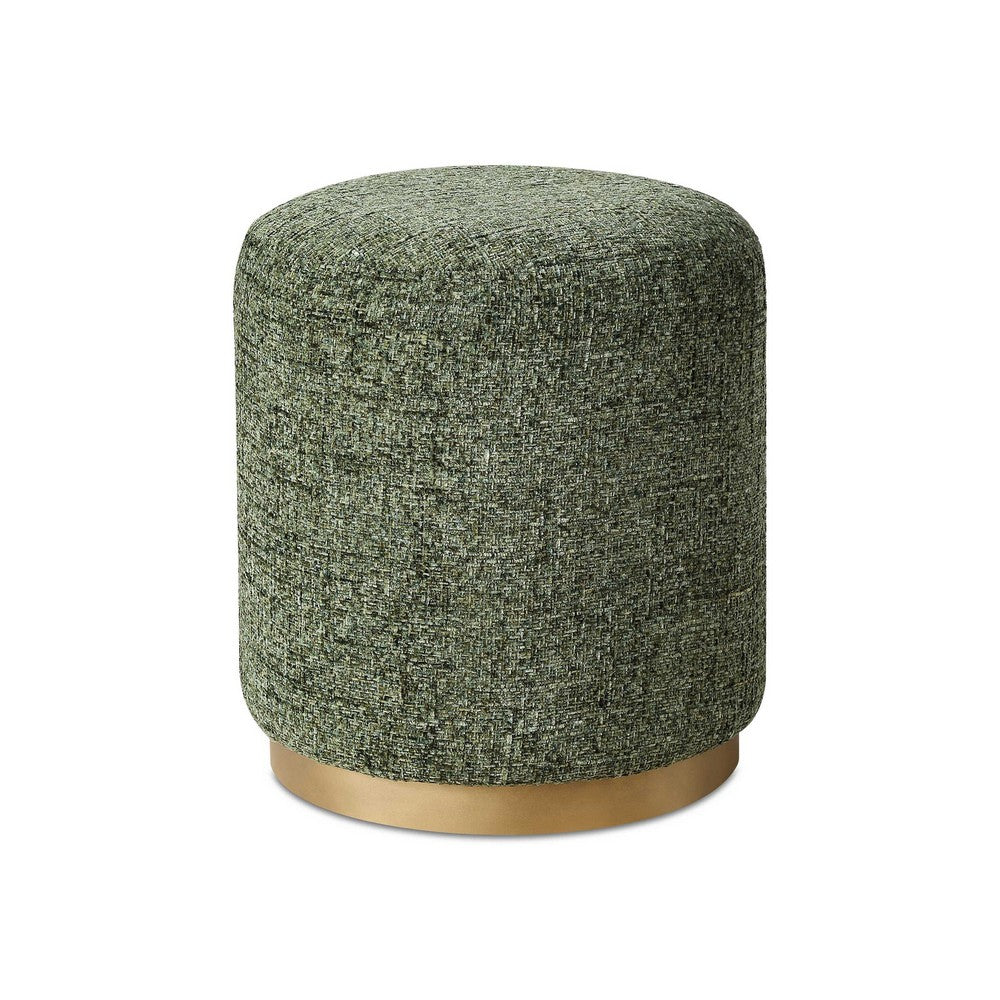 Jety Accent Ottoman | 17" Forest Green Chenille | Brass Iron Base