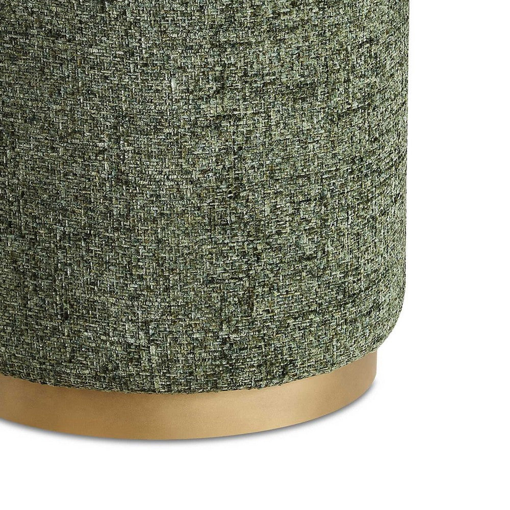 Jety Accent Ottoman | 17" Forest Green Chenille | Brass Iron Base