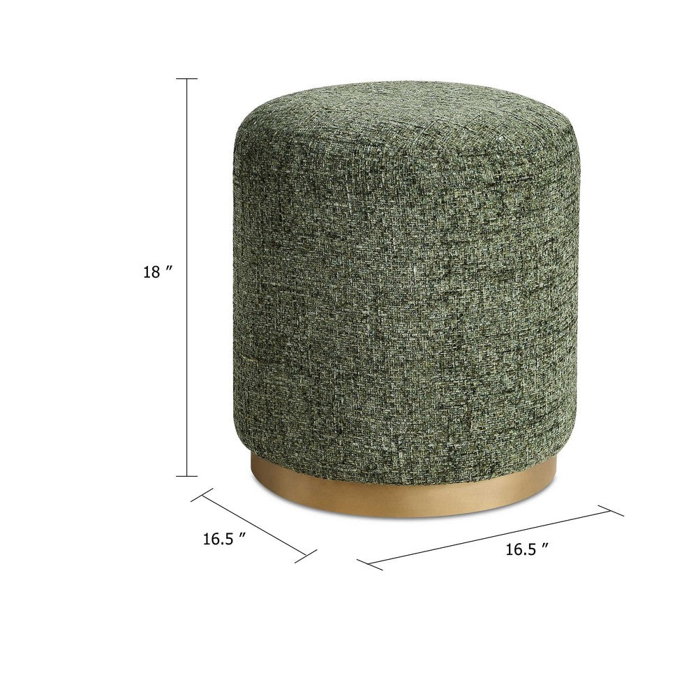 Jety Accent Ottoman | 17" Forest Green Chenille | Brass Iron Base