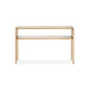 Ted Sofa Console Table w Open Shelf | 48" Glass Top | Gold Iron