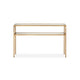 Ted Sofa Console Table w Open Shelf | 48" Glass Top | Gold Iron