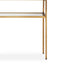 Ted Sofa Console Table w Open Shelf | 48" Glass Top | Gold Iron
