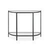 Nizy Sofa Console Table | 36" Glass Top | 1 Open Shelf | Black Iron
