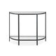 Nizy Sofa Console Table | 36" Glass Top | 1 Open Shelf | Black Iron