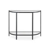 Nizy Sofa Console Table | 36" Glass Top | 1 Open Shelf | Black Iron