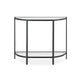 Nizy Sofa Console Table | 36" Glass Top | 1 Open Shelf | Black Iron