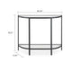 Nizy Sofa Console Table | 36" Glass Top | 1 Open Shelf | Black Iron