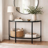 Nizy Sofa Console Table | 36" Glass Top | 1 Open Shelf | Black Iron
