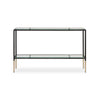 Beny Sofa Console Table | 48" Glass Top | 1 Shelf | Modern Black Iron
