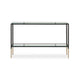 Beny Sofa Console Table | 48" Glass Top | 1 Shelf | Modern Black Iron