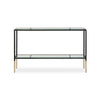 Beny Sofa Console Table | 48" Glass Top | 1 Shelf | Modern Black Iron