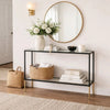 Beny Sofa Console Table | 48" Glass Top | 1 Shelf | Modern Black Iron