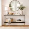 Beny Sofa Console Table | 48" Glass Top | 1 Shelf | Modern Black Iron