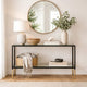 Beny Sofa Console Table | 48" Glass Top | 1 Shelf | Modern Black Iron