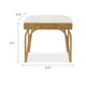 Nia Accent Bench | 24" Cream White Cushioned Seat | Antique Brass Iron