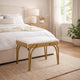 Nia Accent Bench | 24" Cream White Cushioned Seat | Antique Brass Iron