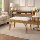 Nia Accent Bench | 24" Cream White Cushioned Seat | Antique Brass Iron