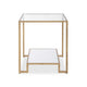 Kix Side End Table | 20" Square Glass Top | Open Shelf | Antique Gold