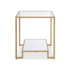 Kix Side End Table | 20" Square Glass Top | Open Shelf | Antique Gold