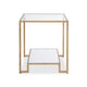 Kix Side End Table | 20" Square Glass Top | Open Shelf | Antique Gold