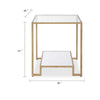 Kix Side End Table | 20" Square Glass Top | Open Shelf | Antique Gold