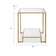 Kix Side End Table | 20" Square Glass Top | Open Shelf | Antique Gold