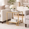 Kix Side End Table | 20" Square Glass Top | Open Shelf | Antique Gold