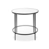 Lify Side End Table | 24" Round Mirrored Top | Open Shelf | Black