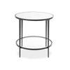 Lify Side End Table | 24" Round Mirrored Top | Open Shelf | Black