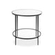 Lify Side End Table | 24" Round Mirrored Top | Open Shelf | Black