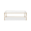 Ova Coffee Table | 47" Rectangular Glass Top | Antique Gold Iron