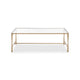 Ova Coffee Table | 47" Rectangular Glass Top | Antique Gold Iron