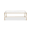 Ova Coffee Table | 47" Rectangular Glass Top | Antique Gold Iron