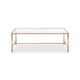 Ova Coffee Table | 47" Rectangular Glass Top | Antique Gold Iron