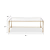 Ova Coffee Table | 47" Rectangular Glass Top | Antique Gold Iron
