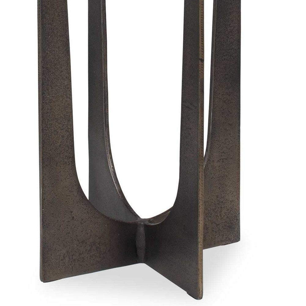 Dery Accent Table | 12" Round White Marble Top | Brass Bronze Legs