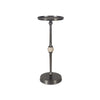 Acy Accent Table | 9" Metal Top | Round Travertine Insert | Dark Bronze