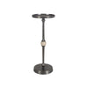 Acy Accent Table | 9" Metal Top | Round Travertine Insert | Dark Bronze