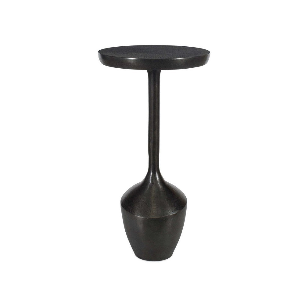 Mey Accent Table | 12" Round Flat Top | Dark Brown Aluminium Base