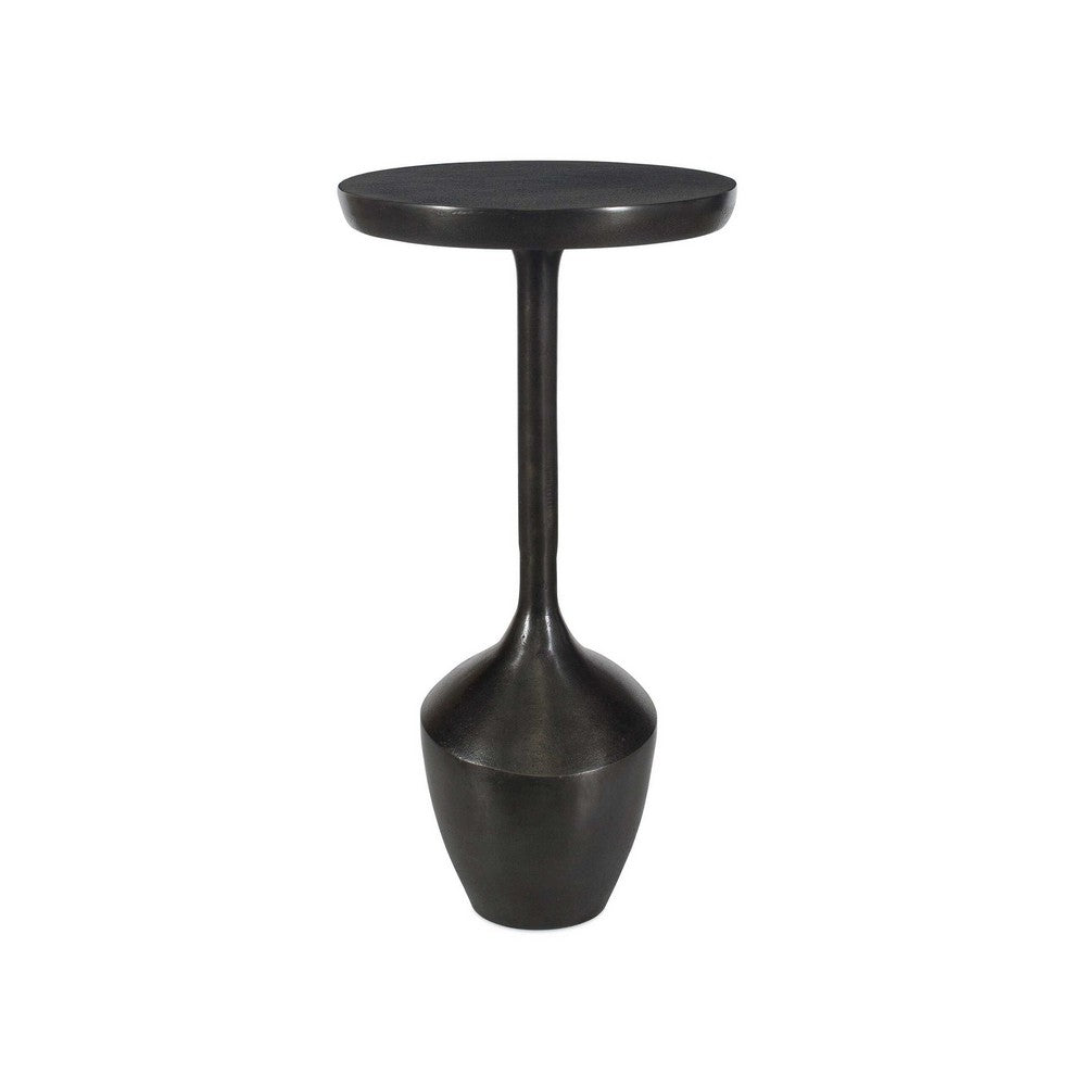 Mey Accent Table | 12" Round Flat Top | Dark Brown Aluminium Base