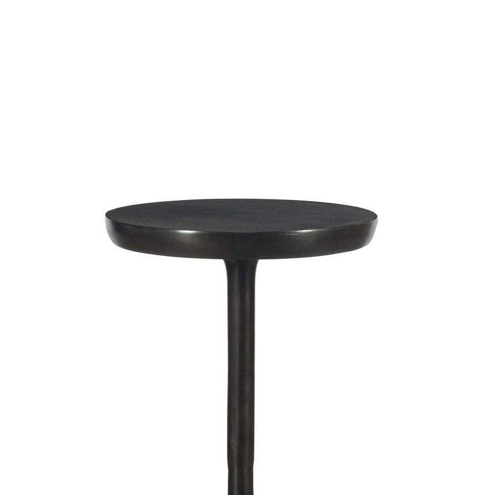 Mey Accent Table | 12" Round Flat Top | Dark Brown Aluminium Base
