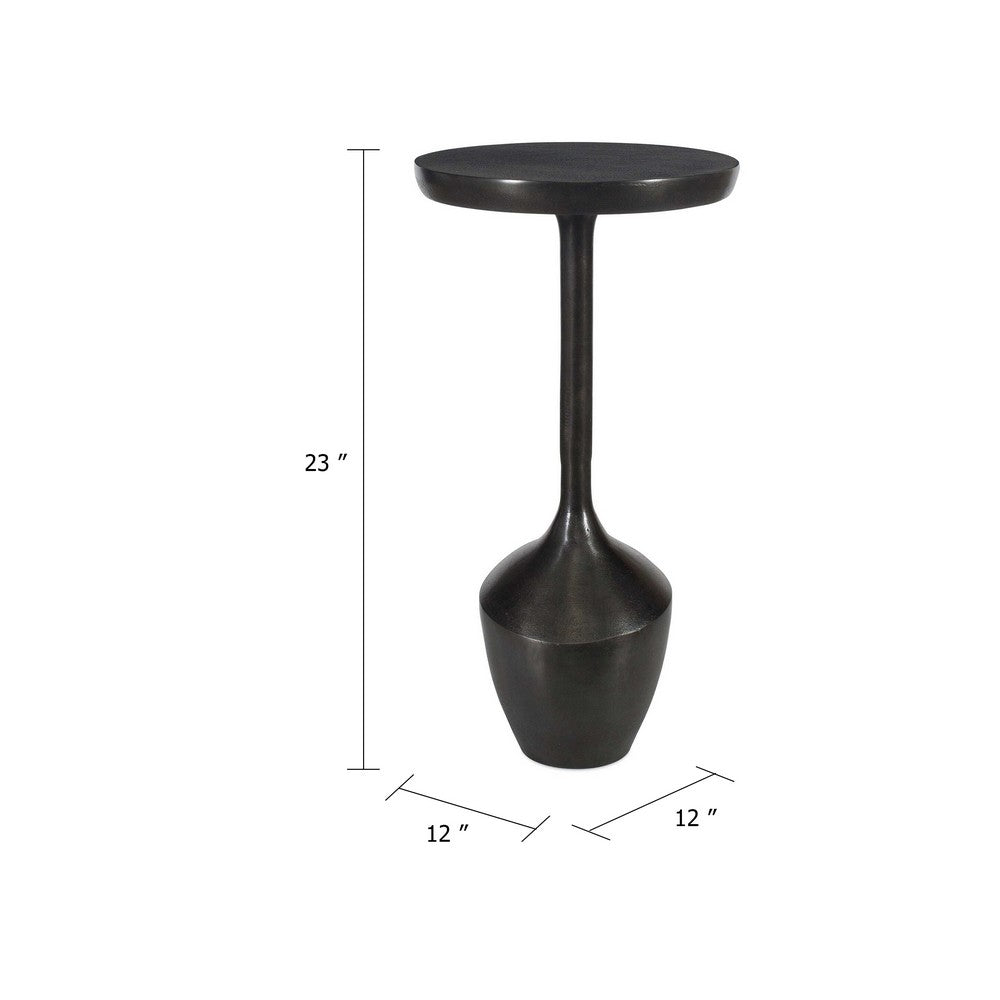Mey Accent Table | 12" Round Flat Top | Dark Brown Aluminium Base