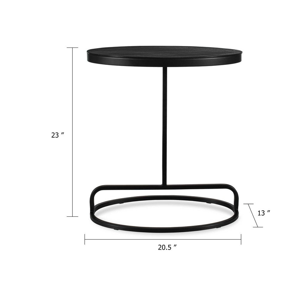 Weny Accent Table | 21" Oval Top | Black Aluminium & Iron Base