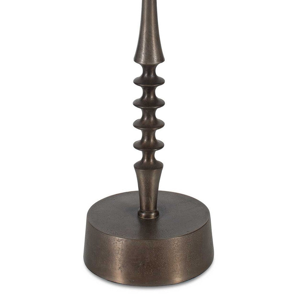 Teo Accent Table | 10" Round Top | Ribbed Bronze Iron Central Pole