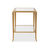 Fer Accent Table | 18" Glass Top | Bottom Open Shelf | Gold Leaf Iron