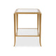 Fer Accent Table | 18" Glass Top | Bottom Open Shelf | Gold Leaf Iron