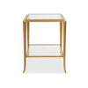 Fer Accent Table | 18" Glass Top | Bottom Open Shelf | Gold Leaf Iron