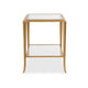 Fer Accent Table | 18" Glass Top | Bottom Open Shelf | Gold Leaf Iron